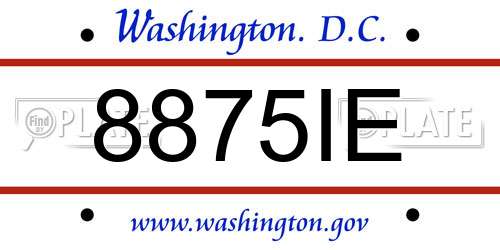 8875IE District Of Columbia License Plate