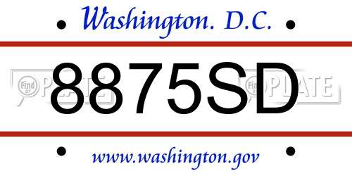 8875SD District Of Columbia License Plate