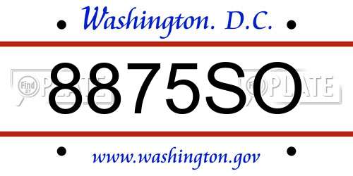 8875SO District Of Columbia License Plate
