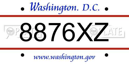 8876XZ District Of Columbia License Plate