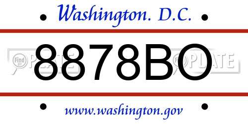 8878BO District Of Columbia License Plate