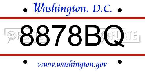 8878BQ District Of Columbia License Plate