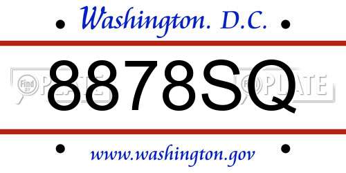 8878SQ District Of Columbia License Plate