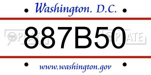 887B50 District Of Columbia License Plate
