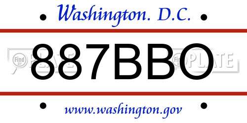 887BBO District Of Columbia License Plate