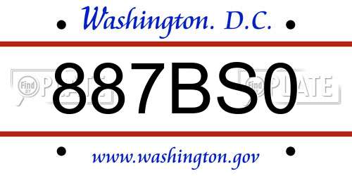 887BS0 District Of Columbia License Plate