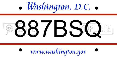 887BSQ District Of Columbia License Plate