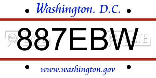 887EBW District Of Columbia License Plate