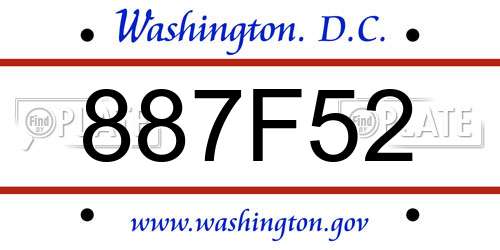 887F52 District Of Columbia License Plate