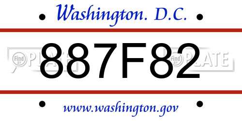 887F82 District Of Columbia License Plate