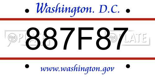 887F87 District Of Columbia License Plate