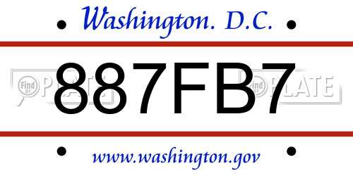887FB7 District Of Columbia License Plate