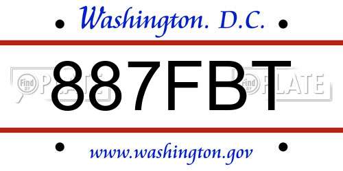 887FBT District Of Columbia License Plate