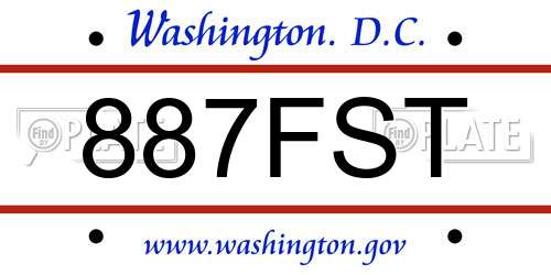887FST District Of Columbia License Plate