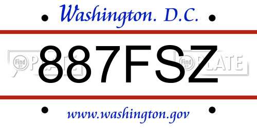 887FSZ District Of Columbia License Plate