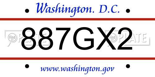 887GX2 District Of Columbia License Plate