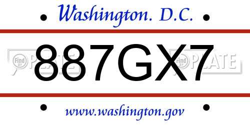 887GX7 District Of Columbia License Plate