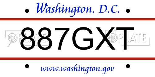 887GXT District Of Columbia License Plate