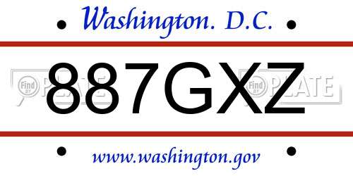 887GXZ District Of Columbia License Plate