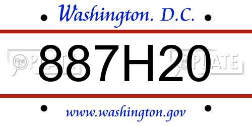 887H20 District Of Columbia License Plate