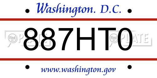 887HT0 District Of Columbia License Plate
