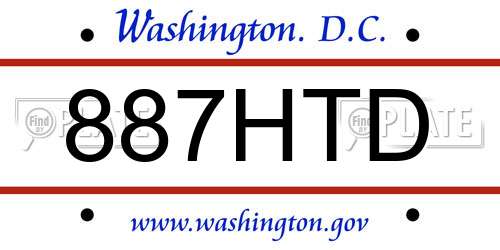 887HTD District Of Columbia License Plate