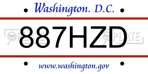 887HZD District Of Columbia License Plate