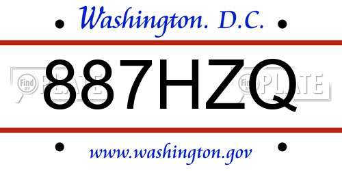 887HZQ District Of Columbia License Plate