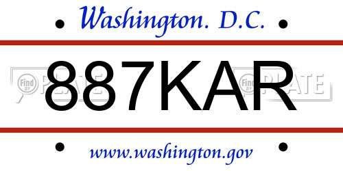 887KAR District Of Columbia License Plate
