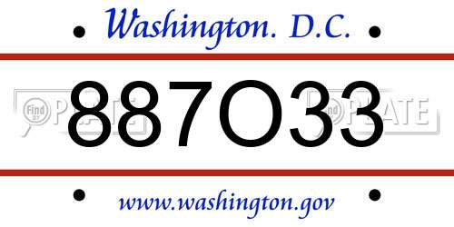 887O33 District Of Columbia License Plate
