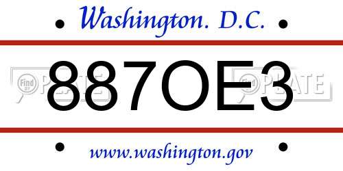 887OE3 District Of Columbia License Plate