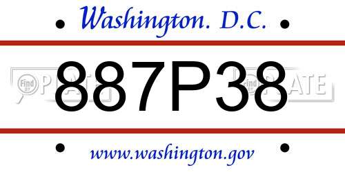887P38 District Of Columbia License Plate