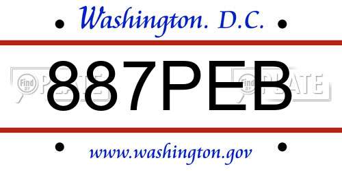887PEB District Of Columbia License Plate