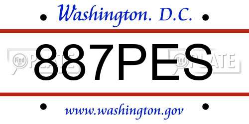 887PES District Of Columbia License Plate