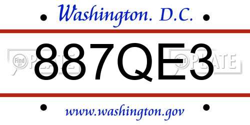 887QE3 District Of Columbia License Plate