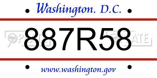 887R58 District Of Columbia License Plate