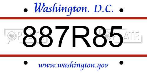 887R85 District Of Columbia License Plate