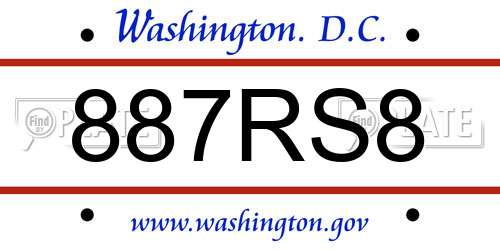 887RS8 District Of Columbia License Plate