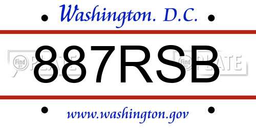 887RSB District Of Columbia License Plate