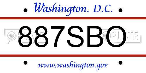 887SBO District Of Columbia License Plate