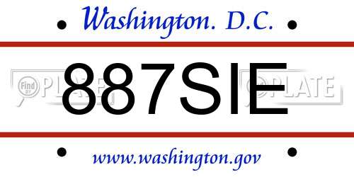 887SIE District Of Columbia License Plate