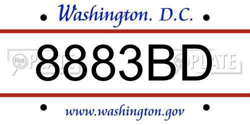 8883BD District Of Columbia License Plate