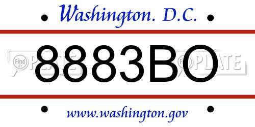 8883BO District Of Columbia License Plate