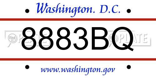 8883BQ District Of Columbia License Plate