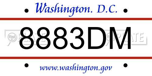 8883DM District Of Columbia License Plate