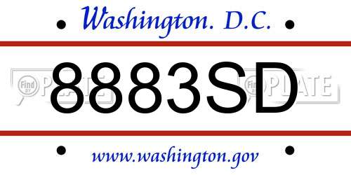 8883SD District Of Columbia License Plate