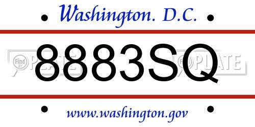 8883SQ District Of Columbia License Plate