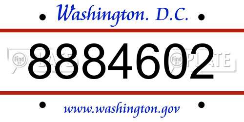 8884602 District Of Columbia License Plate