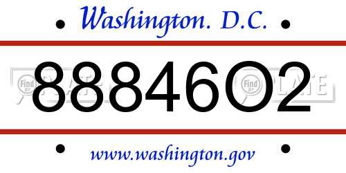 88846O2 District Of Columbia License Plate