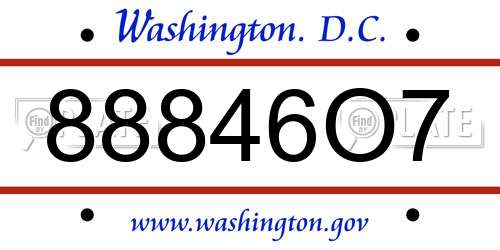 88846O7 District Of Columbia License Plate